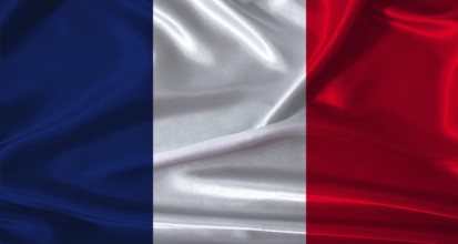 National flag of France with cloth texture. France flag with realistic texture background
