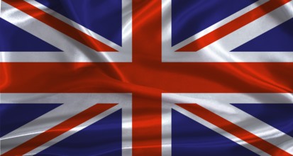 United Kingdom flag with cloth textured background. National flag of the United Kingdom with
