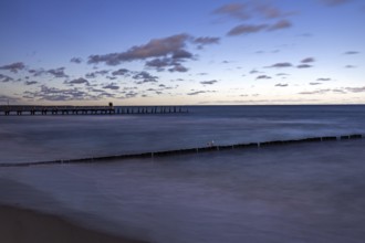 Groows in the sea, evening light, long exposure, Zingst, Fischland-Darß-Zingst, Western Pomerania