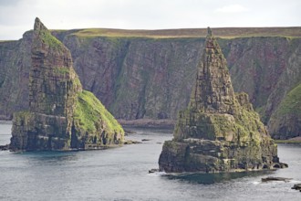 Impressive rock formations on a stormy coastline, Duncansby Stacks, John O' Groats Scotland, Great