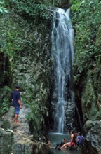 People, Bant Pae Waterfall, Khao Phra Thaeo, Ko Phuket, Thailand, December 2002, vintage, retro,