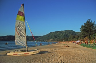 People, sailing catamaran, Patong Beach, Ko Phuket, two years in front of the tsunami, Thailand,