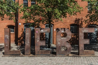 Installation of the word love on Prenzlauer Berg, Berlin