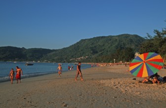 Parasol, people, Patong Beach, Ko Phuket, two years in front of the tsunami, Thailand, December