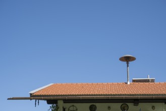 Siren on a house roof, warning the alarm in case of danger, Kreuth, Tegernsee Valley, Upper