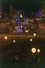 Christmas decoration in Kiel am Holstenfleet, Kleiner Kiel Canal, city center, Christmas, lighting,