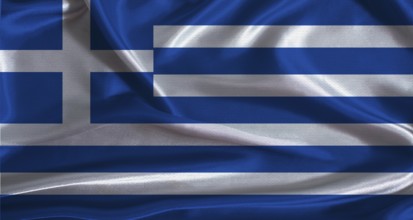Greece flag with cloth textured background. National flag of Greece with realistic texture