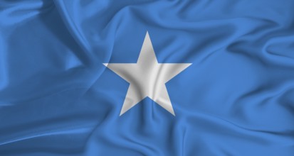 Realistic Somalia flag waving. Close up of flag of Somalia with cloth texture