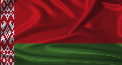 National flag of Belarus with cloth texture. Belarus flag with realistic texture background