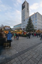 The Christmas market on the market square, in front of Stuttgart City Hall 2025, shines in festive