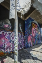 Graffiti on the former US eavesdropping facility on Teufelsberg in Grunewald, Berlin, Germany