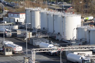 Düsseldorf airport, tank farm, this is where the tankers are filled, which bring aviation fuel,