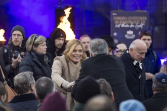 Julia Klöckner arriving to light the lights on 20 years of Hanukkah in front of the Brandenburg