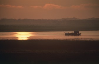 Sunrise over the Amazon, Iquitos, Peru, South America, September 1997, vintage, retro, old,