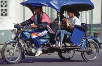 Auto rickshaw, tuk-tuk, Iquitos, Peru, South America, September 1997, vintage, retro, old, historic