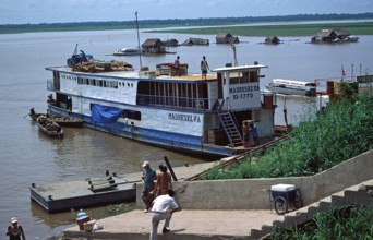 Ship, port, Amazon, Iquitos, Peru, South America, September 1997, vintage, retro, old, historic