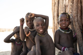 Portrait, Funny Himba Kids, Traditional Himba Village, Kaokoveld, Kunene, Namibia
