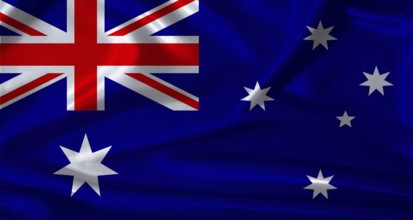 National flag of Australia with cloth texture. Australia flag with realistic texture background