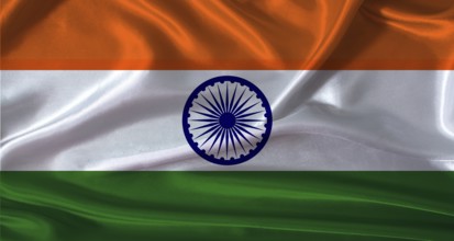 National flag of India with cloth texture. India flag with realistic texture background