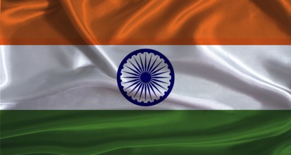 India flag with cloth textured background. National flag of India with realistic texture