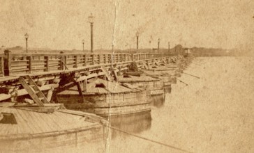 Carte de Visite, CdV, pontoon bridge across the Neva, 1860s, St. Petersburg, Russia