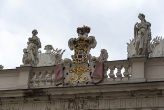Coat of arms of the Dukes of Saxe-Altenburg, archway of the Altenburg Palace complex, Thuringia,