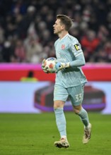 Goalkeeper Daniel Batz 1. FSV Mainz 05 (33) with ball Allianz Arena, Munich, Bavaria, Germany