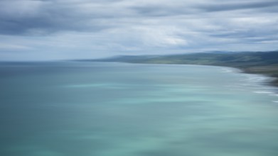 Wairarapa coast, sea, mountains, blurred, long exposure, ICM. Castlepoint, Wairarapa Coast,