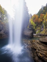 Waterfall mountain list in autumn-colored surroundings, Linthal, Klausenpass, Canton of Glarus,