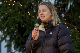Carla Reemtsma speaks at Fridays for Future rally on 10 years of Paris Agreement and 7 years of