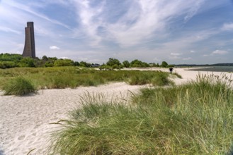 Dune landscape on the beach of the Kiel Fjord and the Laboe Naval Memorial, Schleswig-Holstein,