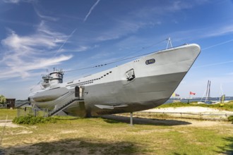 Technical Museum U 995 with the U-995 submarine from the Second World War on Laboe Beach,