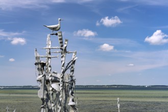 Marine creature sculpture on Laboe beach, Schleswig-Holstein, Germany