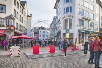 Security barriers at the Christmas market on Bottlerplatz in Bonn, Germany