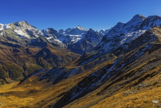Snow-capped peaks in Val d'Anniviers, view from Corne de Sorebois mountain peak, Val d'Anniviers,