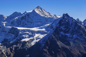 Snow-capped peaks of the Zinalrothorn and Besso mountains, Val d'Anniviers, Valais Alps, Canton of
