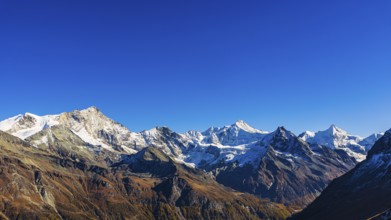 Snow-capped peaks of the Valais Alps, Val d'Anniviers, Canton of Valais, Switzerland