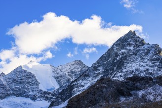 Clouds over the peaks of the Grand Cornier mountains, Tete Blanche, Val d'Anniviers, Valais Alps,