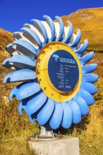 Illustration of a turbine at the power plant in the Lac de Moiry dam, Val d'Anniviers, Valais Alps,