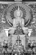 Various Buddha statues, Bhumispara mudra, Buddha Gautama at the moment of enlightenment, as well as