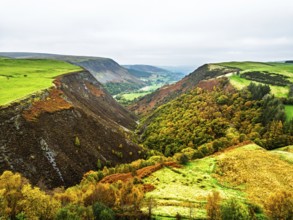 Autumn colours of Ffrwd Fawr Waterfall, Dylife, Llanbrynmair, Powys, Wales, UK