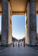 Massive bollards at Brandenburg Gate, security concept in the run-up to Christmas, Berlin, Germany
