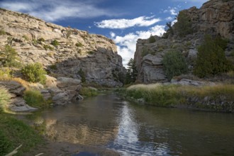 Alcova, Wyoming - Devil's Gate, a canyon cut through solid rock by the Sweetwater River. Emigrants