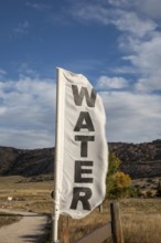 Alcova, Wyoming - A banner marks the location of drinking water at the Mormon Handcart Historic