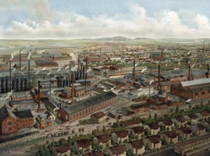 Factory buildings of an industrial plant, steel industry, Austria, authentic reproduction of a