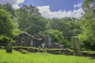 Ruins of St. Kevin's Cell, Wicklow Mountains National Park, Glendalough, Brockagh, County Wicklow,