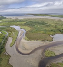 Aerial view of river structures, Inishkeel, County Donegal, Ireland