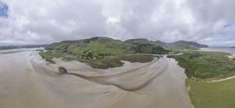 Aerial view of river structures, Inishkeel, County Donegal, Ireland
