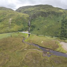 Aerial view of Assaranca Waterfall, Inishkeel, County Donegal, Ireland