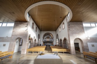 Interior with a view of the organ gallery, St. Ottokirche, Lauf an der Pegnitz, built around 1900,